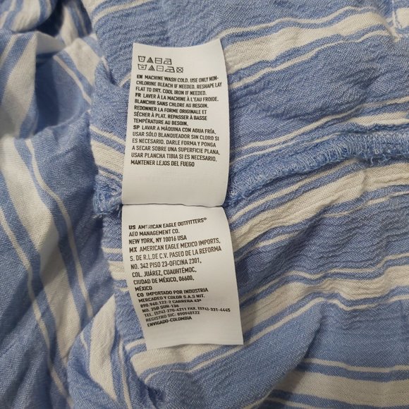 American Eagle Outfitters Shirt Women Medium Blue Tie Front Boho Long Sleeve - Picture 10 of 12